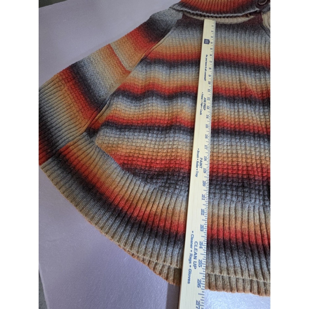 Denocracy L/XL Horizontal Stripe BOHO Poncho (red,Purple,Brown earth tones) - Picture 3 of 7